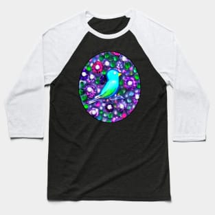 Blue Bird, Flowers and Gems Baseball T-Shirt